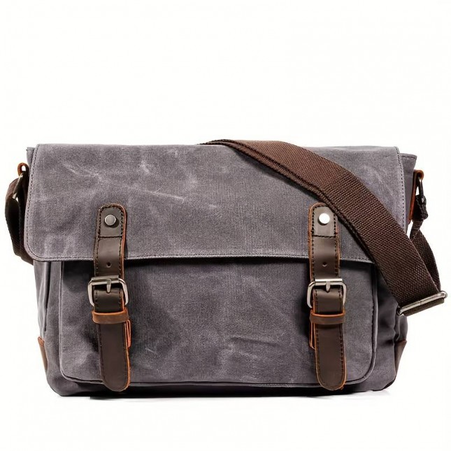 Waxed Messenger Bag "Wyatt" Grey