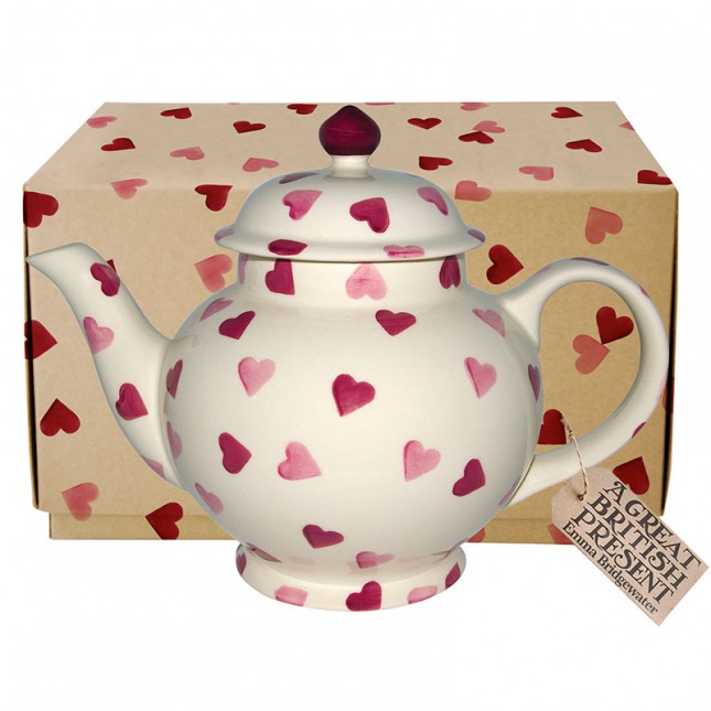 4 Cup Teapot Pink Hearts