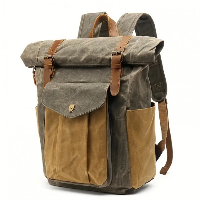 Waxed Canvas Rugtas "Carson" Green