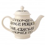 4 Cup Teapot Black Toast All Over