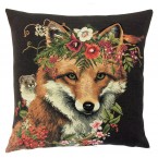 Gobelin Kussen Flower Fox Donker