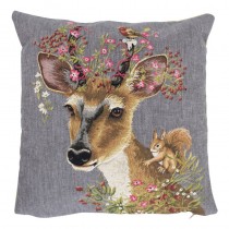 Gobelin Kussen Flower Deer Squirrel