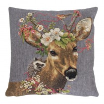 Gobelin Kussen Flower Deer Hedgehog