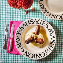 10 1/2 Inch Plate Black Toast Sausages & Onion Gravy
