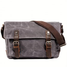 Waxed Messenger Bag "Wyatt" Grey