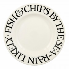 10 1/2 Inch Plate Black Toast Fish & Chips