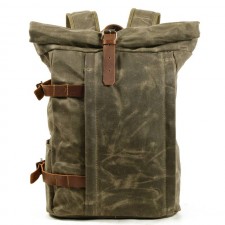 Waxed Retro Rugtas "Bronco" Army Green