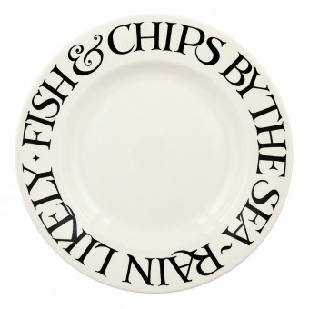 10 1/2 Inch Plate Black Toast Fish & Chips