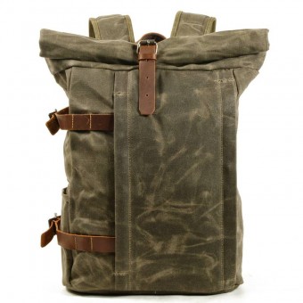 Waxed Retro Rugtas "Bronco" Army Green