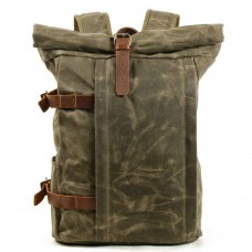 Waxed Retro Rugtas "Bronco" Army Green